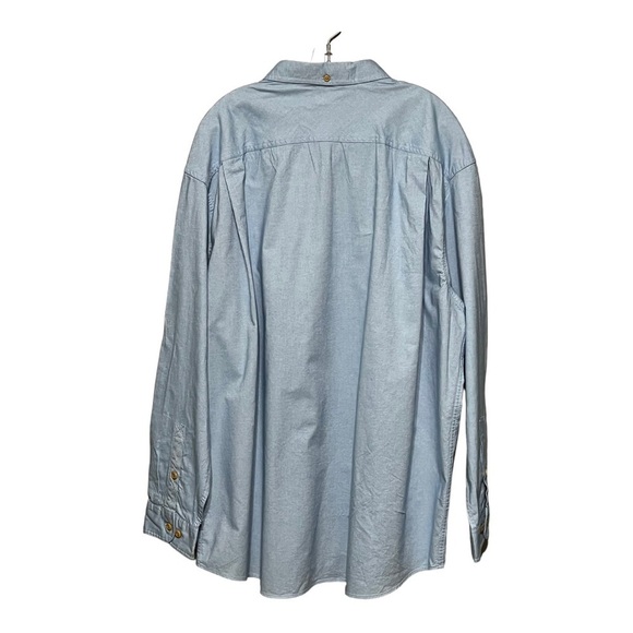 Duluth Trading Co. Button Down Shirt Light Blue Chambray Casual Preppy 2XLT - Picture 2 of 4